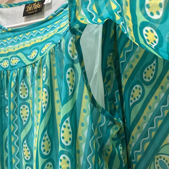 Bob Mackie Wearable Art Women’s Size L Blouse Kaftan Tunic Flowy Chiffon Lined - Picture 4 of 7